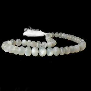 9mm - 14mm White Moonstone faceted rondelles 16 inch 48 beads A (ONLINE ORDER ONLY)
