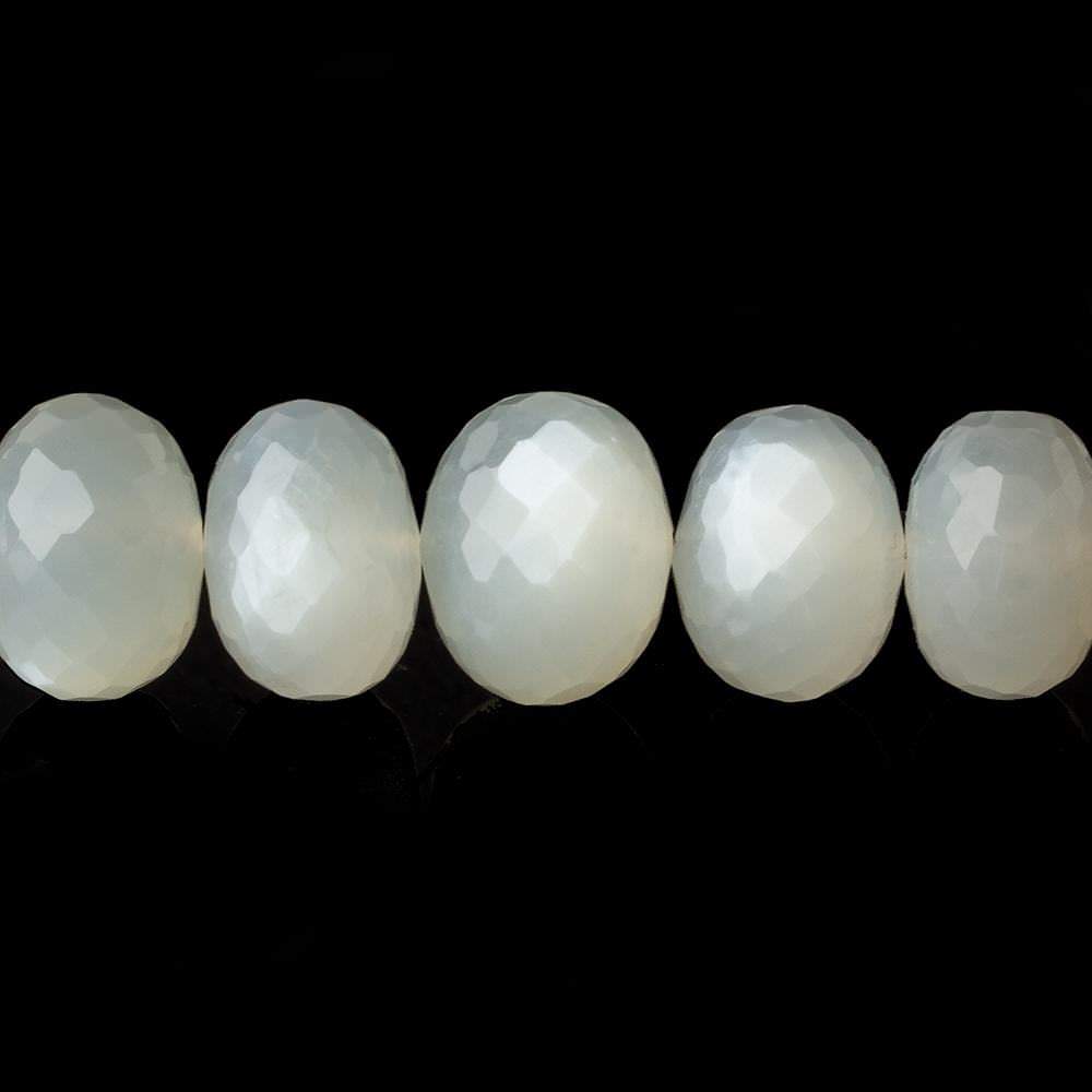 9mm - 14mm White Moonstone faceted rondelles 16 inch 48 beads A (ONLINE ORDER ONLY)