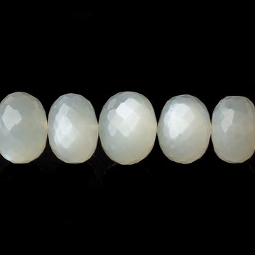 9mm - 14mm White Moonstone faceted rondelles 16 inch 48 beads A (ONLINE ORDER ONLY)