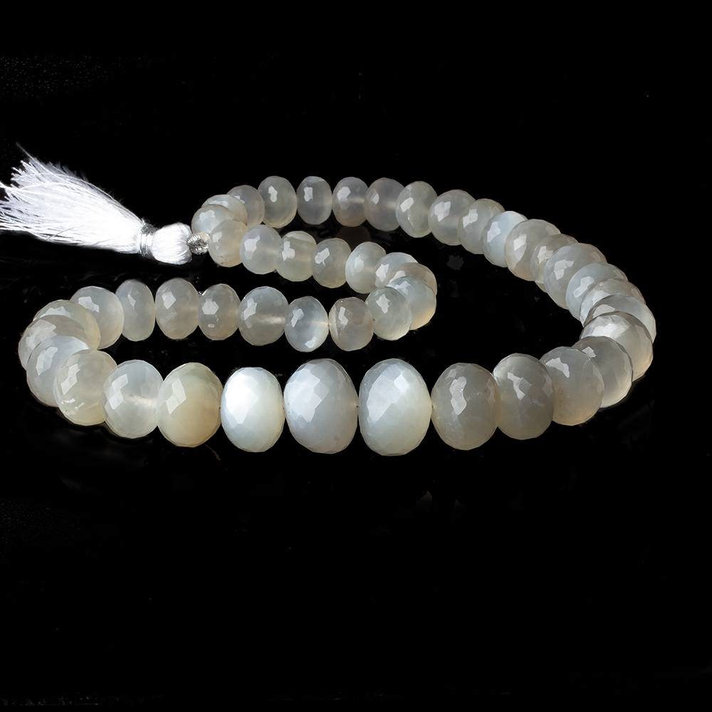 9mm - 16.5mm Sage Moonstone faceted rondelles 16 inch 47 beads A (ONLINE ORDER ONLY)