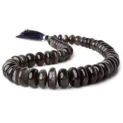 9mm - 18mm Platinum Grey Moonstone plain rondelles 16 inch 50 beads AA (ONLINE ORDER ONLY)