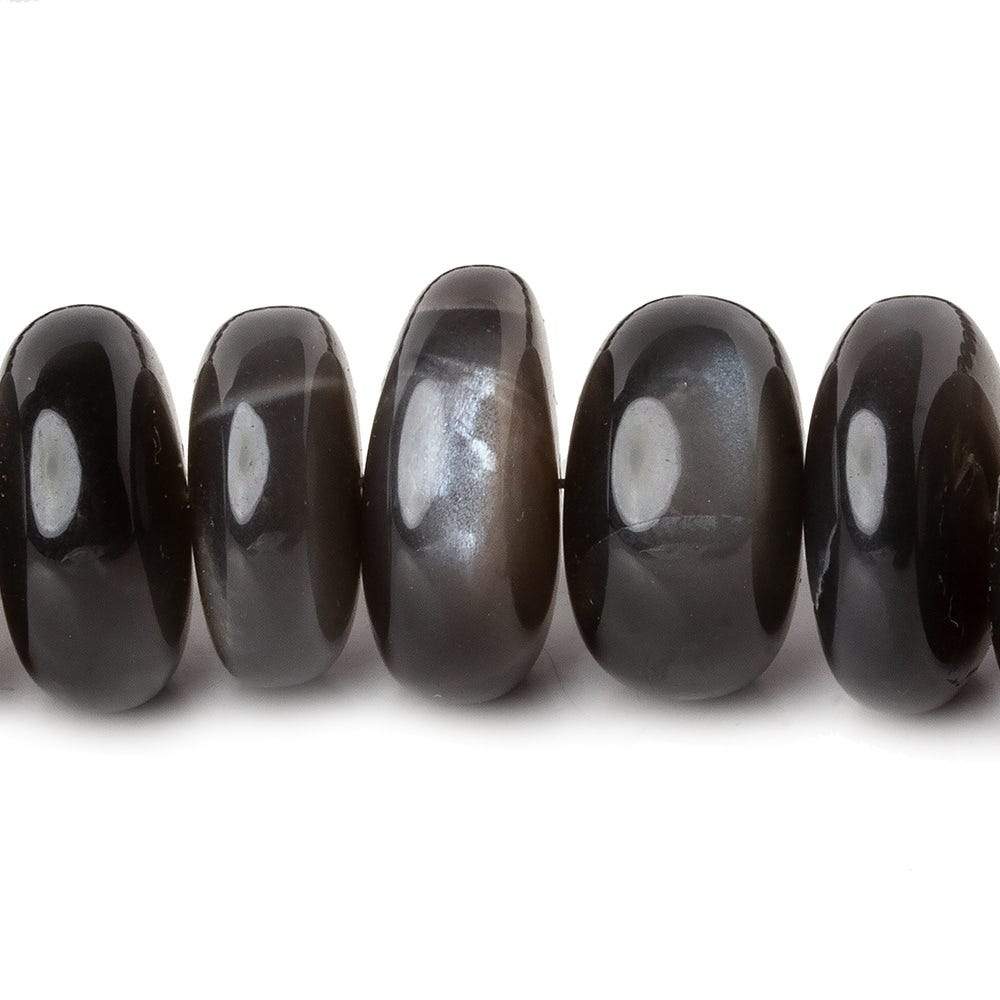 9mm - 18mm Platinum Grey Moonstone plain rondelles 16 inch 50 beads AA (ONLINE ORDER ONLY)