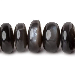 9mm - 18mm Platinum Grey Moonstone plain rondelles 16 inch 50 beads AA (ONLINE ORDER ONLY)