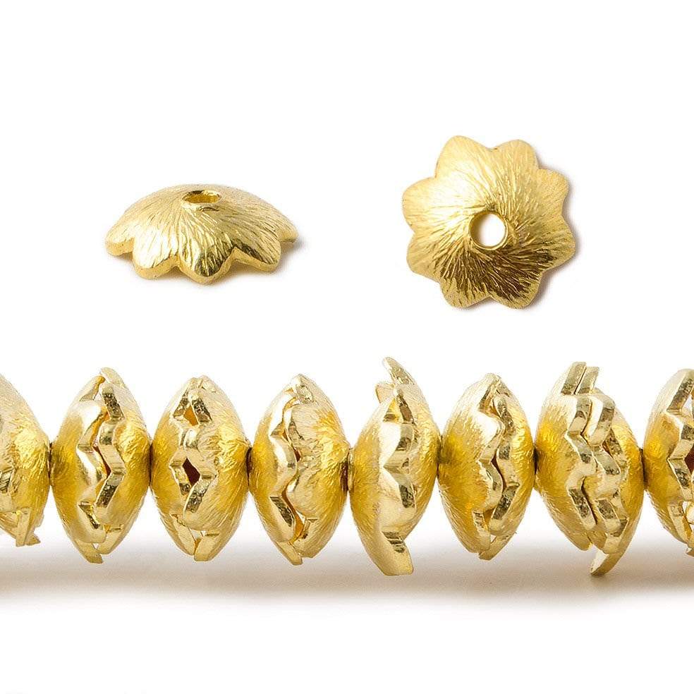 9mm 22kt Gold Plated Copper Bead Cap Scalloped Edge Brushed Flower 8 inch 82 pieces (ONLINE ORDER ONLY)