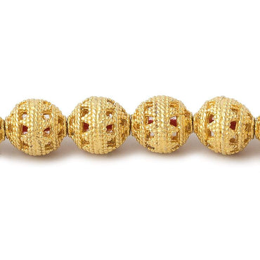 9mm 22kt Gold plated Filigree Ball Roval Bead 8 inch 21 pieces (ONLINE ORDER ONLY)