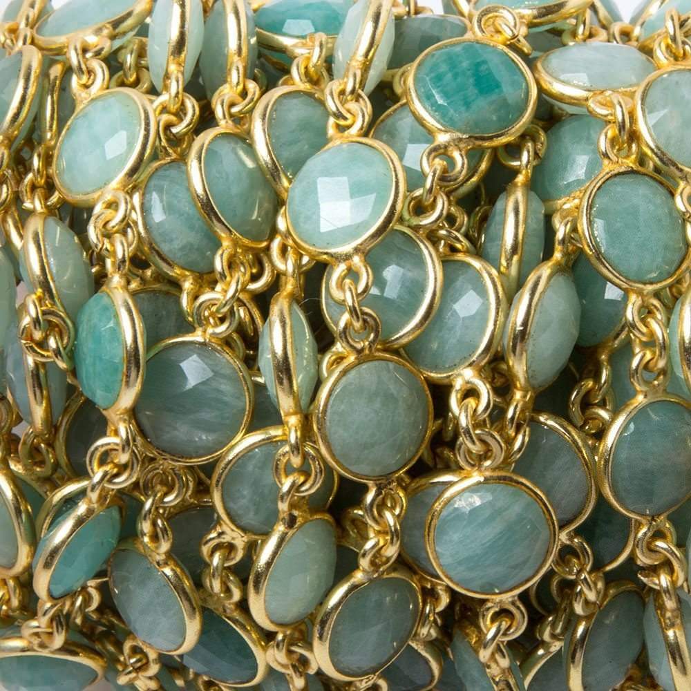 9mm Amazonite faceted coin Vermeil Bezel Chain by the foot 19 pcs (ONLINE ORDER ONLY)
