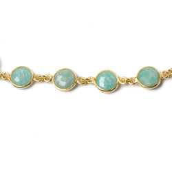9mm Amazonite faceted coin Vermeil Bezel Chain by the foot 19 pcs (ONLINE ORDER ONLY)