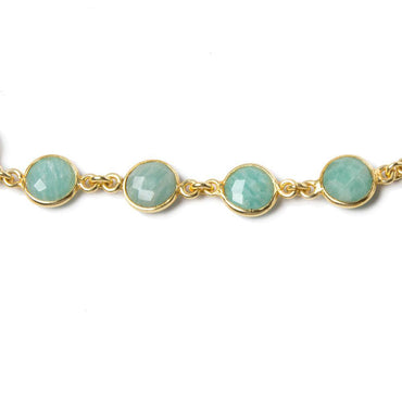 9mm Amazonite faceted coin Vermeil Bezel Chain by the foot 19 pcs (ONLINE ORDER ONLY)