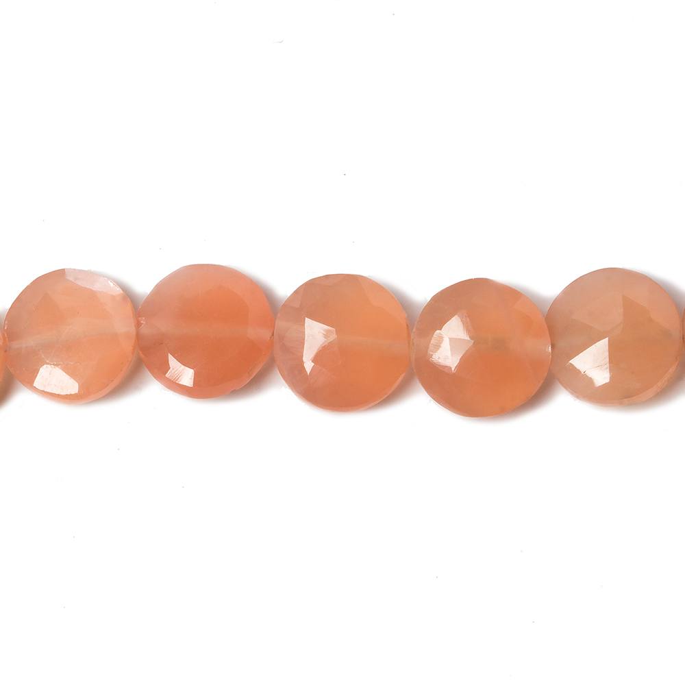 9mm Angel Skin Peach Moonstone faceted coin beads 8 inch 23 pieces (ONLINE ORDER ONLY)