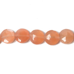 9mm Angel Skin Peach Moonstone faceted coin beads 8 inch 23 pieces (ONLINE ORDER ONLY)