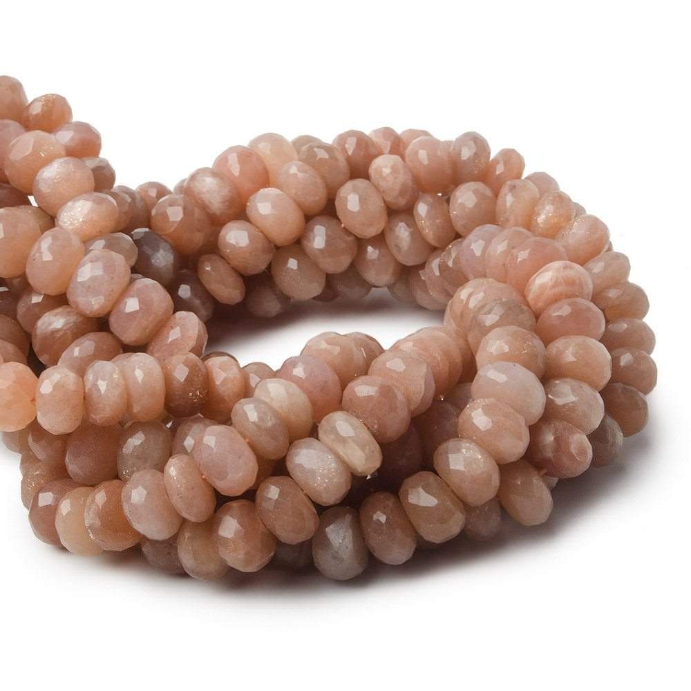 9mm Angel Skin Peach Moonstone faceted rondelle beads 13 inch 55 pieces A (ONLINE ORDER ONLY)