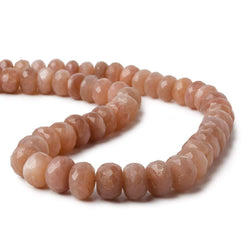 9mm Angel Skin Peach Moonstone faceted rondelle beads 13 inch 55 pieces A (ONLINE ORDER ONLY)
