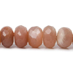 9mm Angel Skin Peach Moonstone faceted rondelle beads 13 inch 55 pieces A (ONLINE ORDER ONLY)