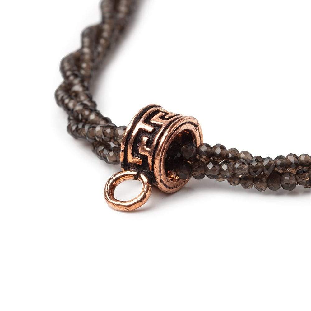 9mm Antiqued Copper Greek Key Circular Bail 6mm Id Set of 3 (ONLINE ORDER ONLY)