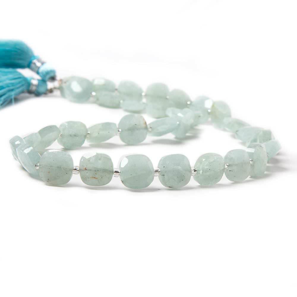 9mm Aquamarine faceted pillow beads 14 inch 33 pieces (ONLINE ORDER ONLY)