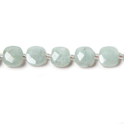 9mm Aquamarine faceted pillow beads 14 inch 33 pieces (ONLINE ORDER ONLY)