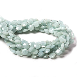 9mm Aquamarine faceted pillow beads 14 inch 33 pieces (ONLINE ORDER ONLY)