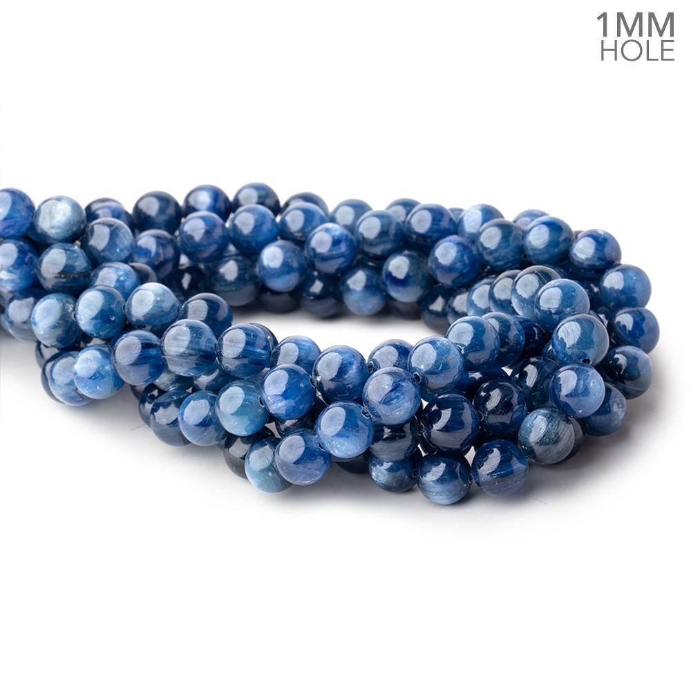 9mm Blue Kyanite Plain Rounds 16 inch 45 beads AA 1mm hole (ONLINE ORDER ONLY)