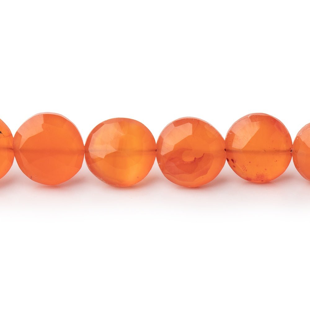 9mm Carnelian Faceted Coin Beads 7 inch 18 pieces (ONLINE ORDER ONLY)