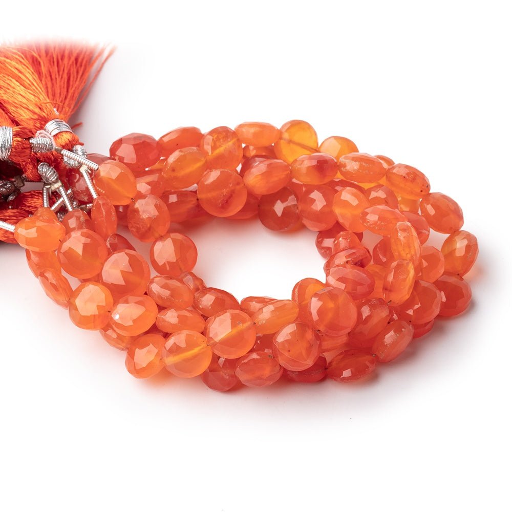 9mm Carnelian Faceted Coin Beads 7 inch 18 pieces (ONLINE ORDER ONLY)