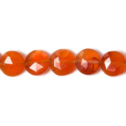 9mm Carnelian faceted coin beads 8 inch 23 pieces (ONLINE ORDER ONLY)