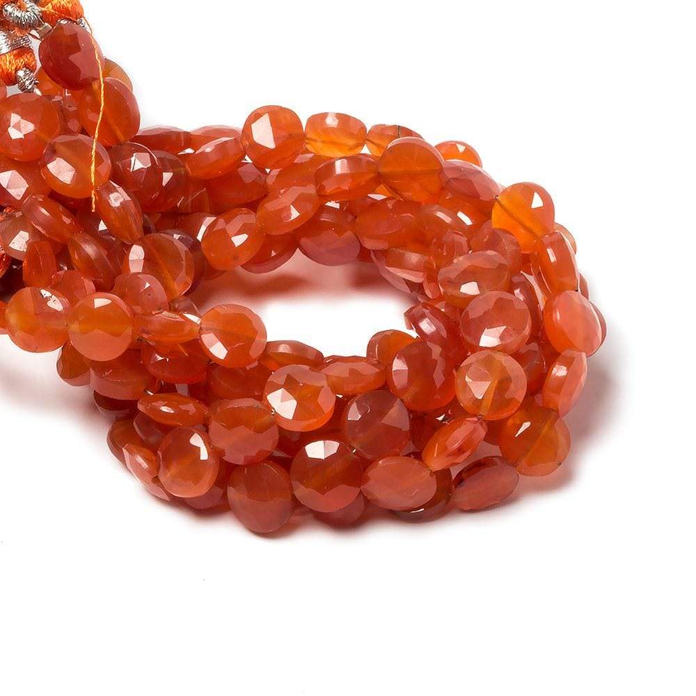 9mm Carnelian faceted coin beads 8 inch 23 pieces (ONLINE ORDER ONLY)