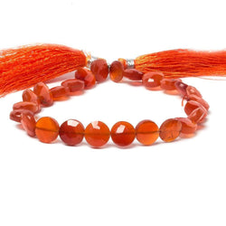 9mm Carnelian faceted coin beads 8 inch 23 pieces (ONLINE ORDER ONLY)