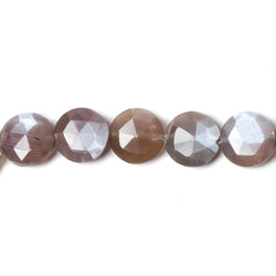 9mm Chocolate Brown Moonstone faceted coin beads 8 inch 23 pieces (ONLINE ORDER ONLY)