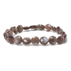 9mm Chocolate Brown Moonstone faceted coin beads 8 inch 23 pieces (ONLINE ORDER ONLY)