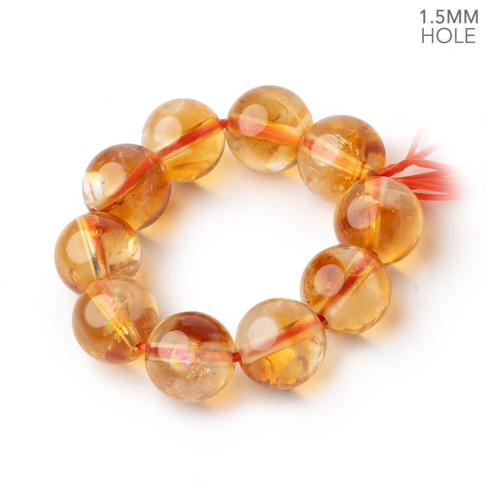 9mm Citrine 1.5mm Large Hole Plain Rounds Set of 10 (ONLINE ORDER ONLY)