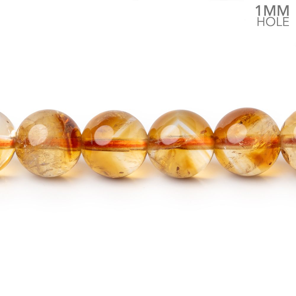 9mm Citrine Plain Rounds 15 inch 43 Beads with 1mm Drill Holes AA (ONLINE ORDER ONLY)