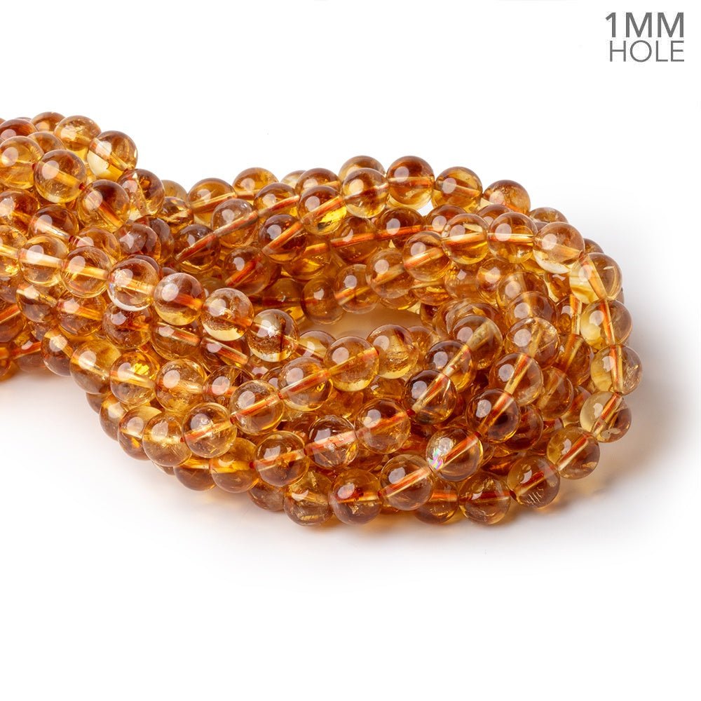 9mm Citrine Plain Rounds 15 inch 43 Beads with 1mm Drill Holes AA (ONLINE ORDER ONLY)