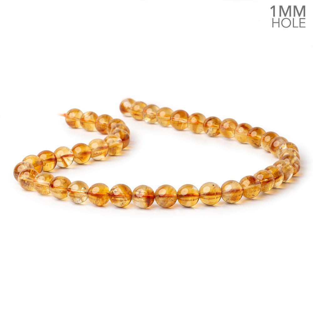 9mm Citrine Plain Rounds 15 inch 43 Beads with 1mm Drill Holes AA (ONLINE ORDER ONLY)