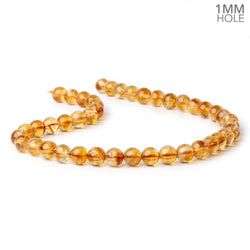 9mm Citrine Plain Rounds 15 inch 43 Beads with 1mm Drill Holes AA (ONLINE ORDER ONLY)