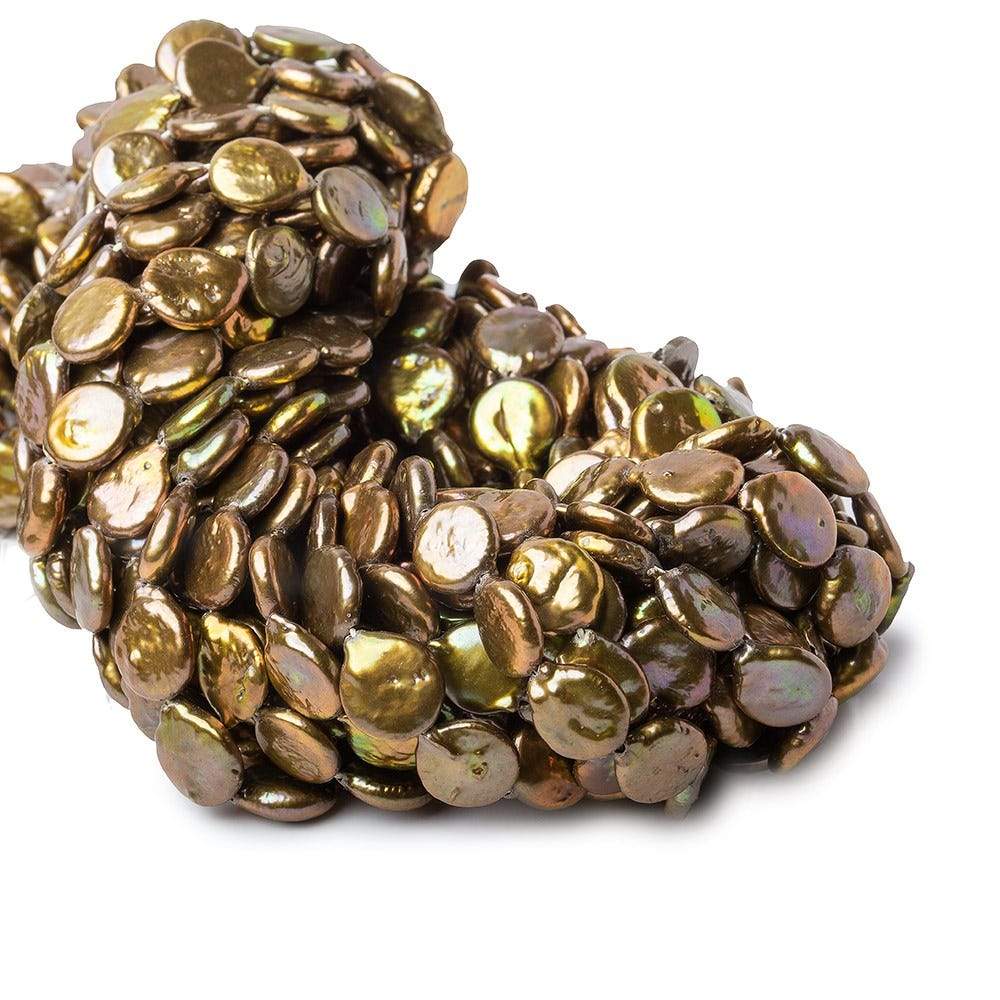 9mm Copper Brown Coin Freshwater Pearl Strand,38 pieces (ONLINE ORDER ONLY)