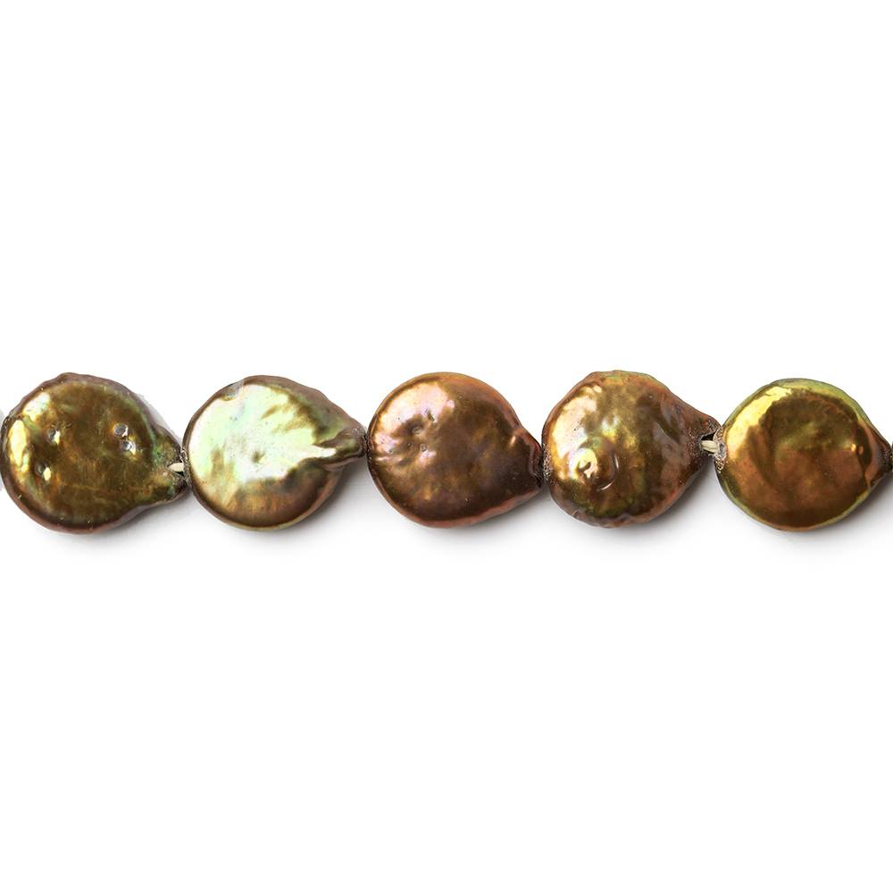 9mm Copper Brown Coin Freshwater Pearl Strand,38 pieces (ONLINE ORDER ONLY)