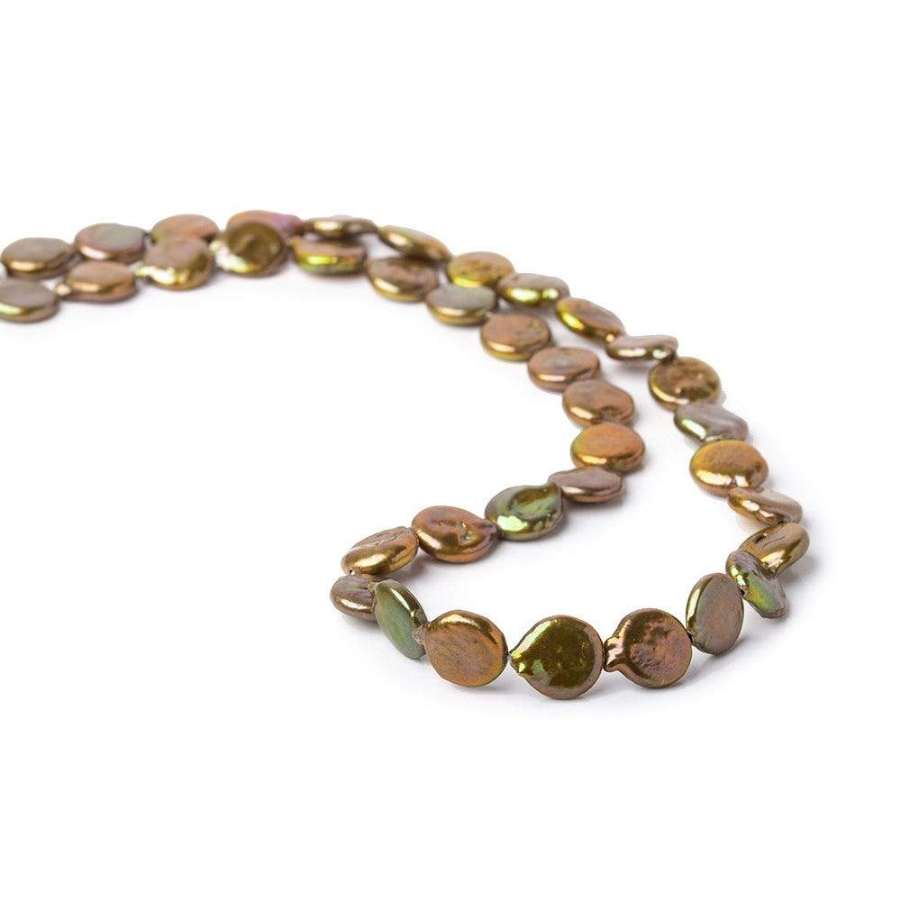 9mm Copper Brown Coin Freshwater Pearl Strand,38 pieces (ONLINE ORDER ONLY)