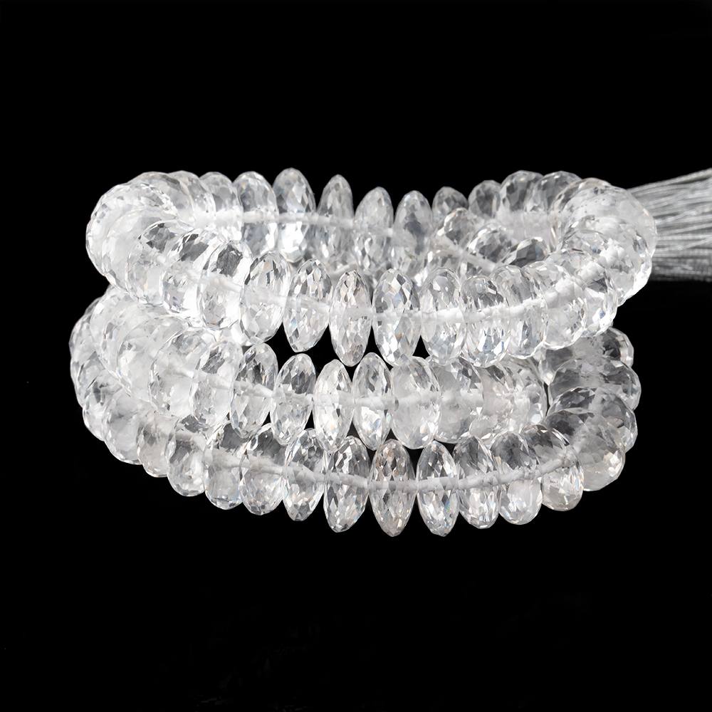 9mm Crystal Quartz German Faceted Rondelle Beads 16 inch 99 pieces (ONLINE ORDER ONLY)