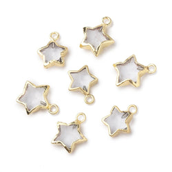 9mm Gold Leafed Crystal Quartz Faceted Star Focal Pendant 1 piece (ONLINE ORDER ONLY)