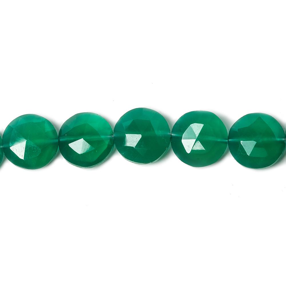 9mm Green Onyx faceted coin beads 8 inch 23 pieces (ONLINE ORDER ONLY)