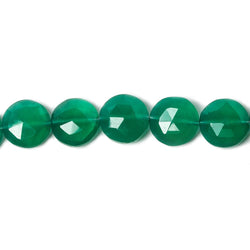 9mm Green Onyx faceted coin beads 8 inch 23 pieces (ONLINE ORDER ONLY)