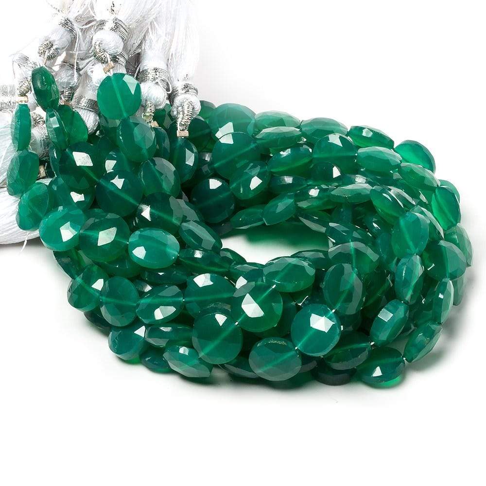 9mm Green Onyx faceted coin beads 8 inch 23 pieces (ONLINE ORDER ONLY)
