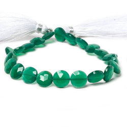 9mm Green Onyx faceted coin beads 8 inch 23 pieces (ONLINE ORDER ONLY)