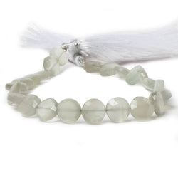 9mm Light Grey Moonstone faceted coin beads 8 inch 23 pieces (ONLINE ORDER ONLY)