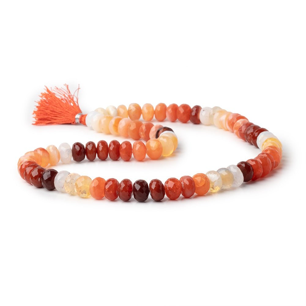 9mm Mexican Fire Opal Faceted Rondelle Beads 16 inch 64 pieces (ONLINE ORDER ONLY)