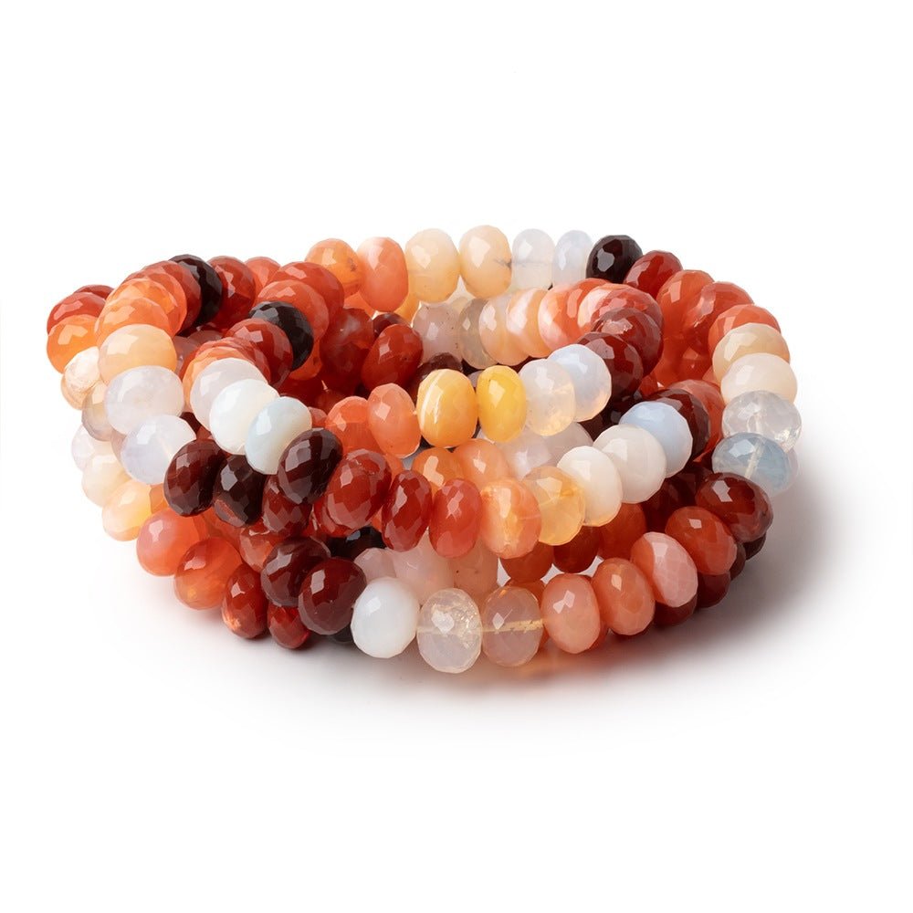 9mm Mexican Fire Opal Faceted Rondelle Beads 16 inch 64 pieces (ONLINE ORDER ONLY)