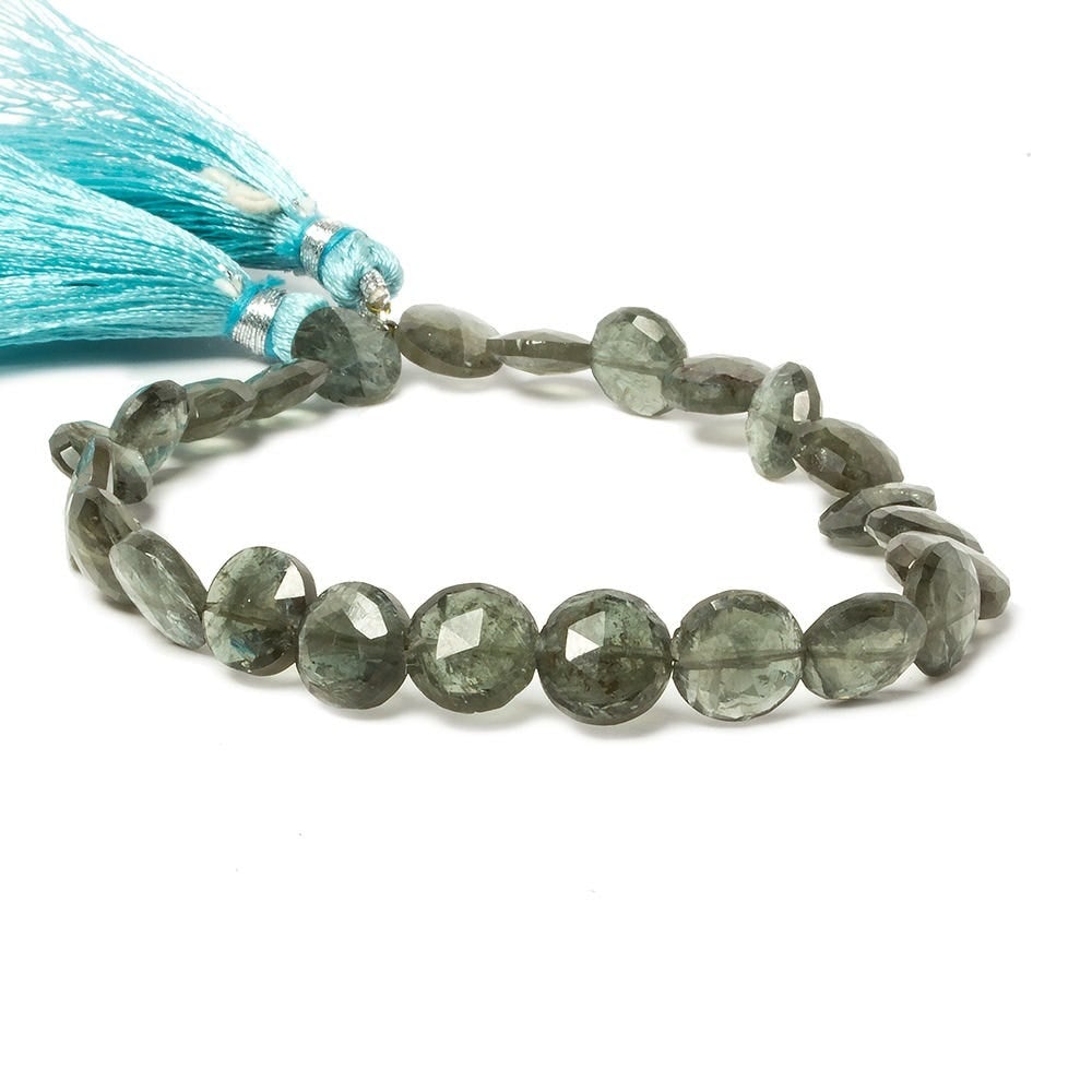 9mm Moss Aquamarine faceted coin beads 8 inch 23 pieces (ONLINE ORDER ONLY)