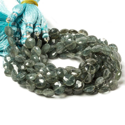 9mm Moss Aquamarine faceted coin beads 8 inch 23 pieces (ONLINE ORDER ONLY)