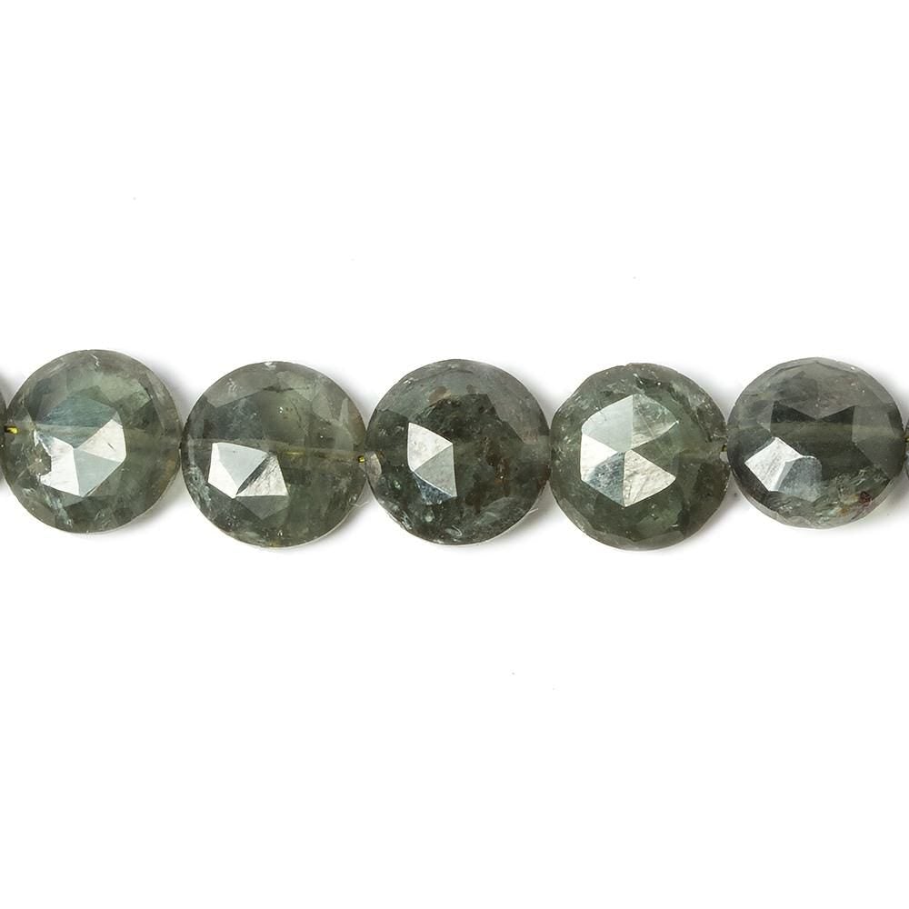 9mm Moss Aquamarine faceted coin beads 8 inch 23 pieces (ONLINE ORDER ONLY)