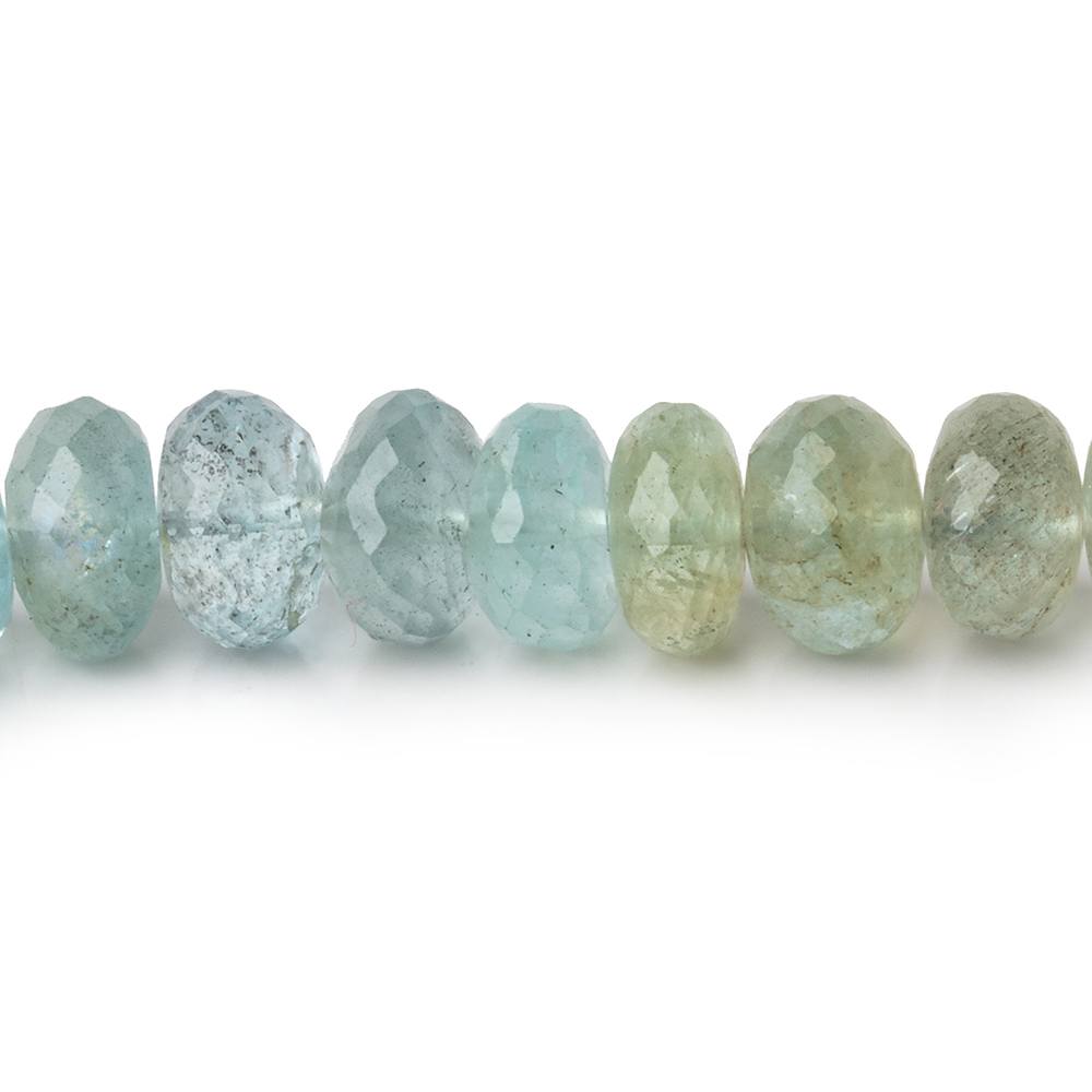 9mm Multi Beryl & Aquamarine Faceted Rondelles 15.75 inch 78 beads AA (ONLINE ORDER ONLY)